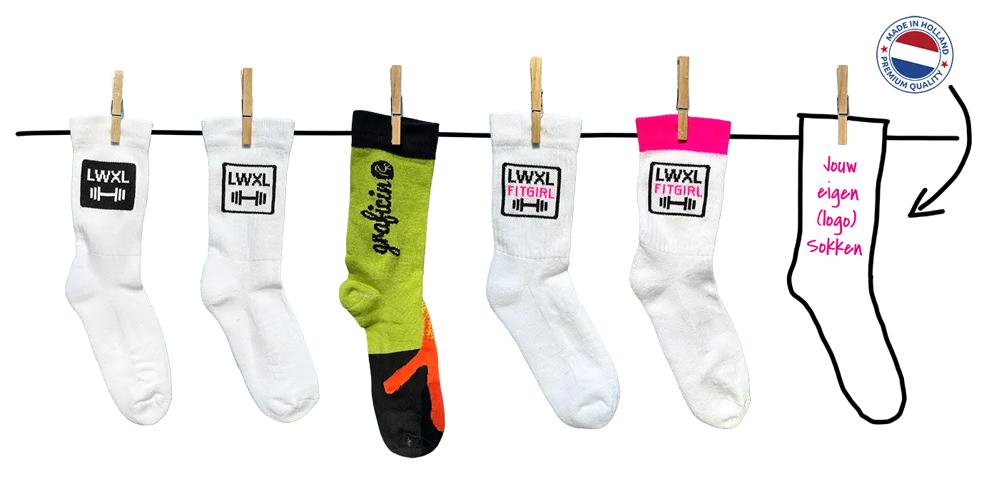 Voorbeeld van op maat gemaakte logosokken met bedrijfslogo – Graficin